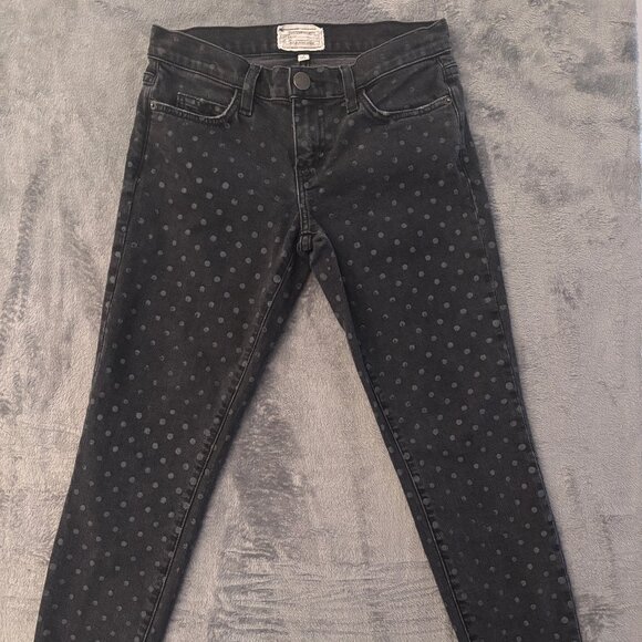 Current/Elliott Jeans Women’s 25 The Stiletto Skinny Black Polka Dot Stretch - Picture 1 of 15